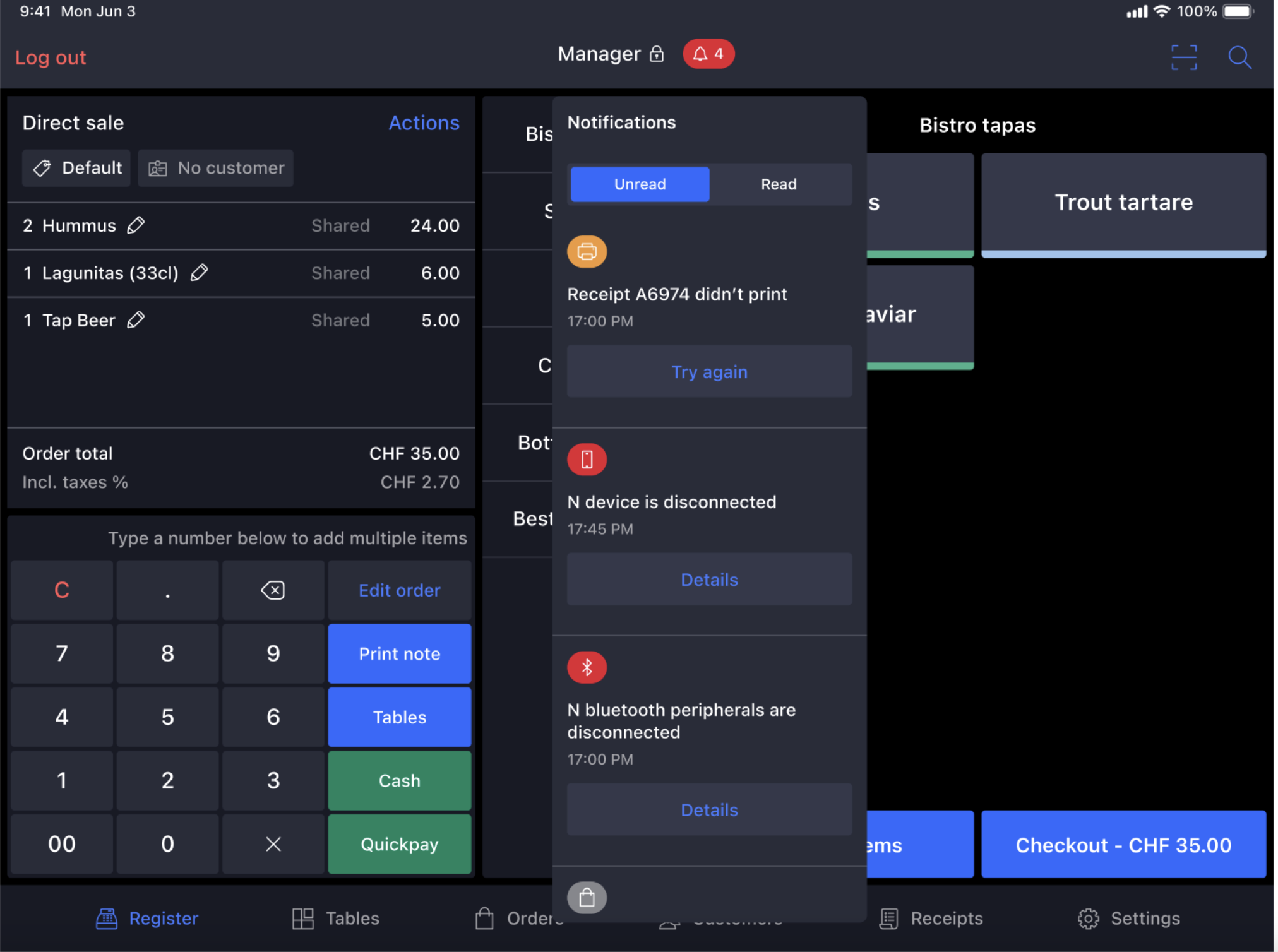 POS notification detail view hi-fi design