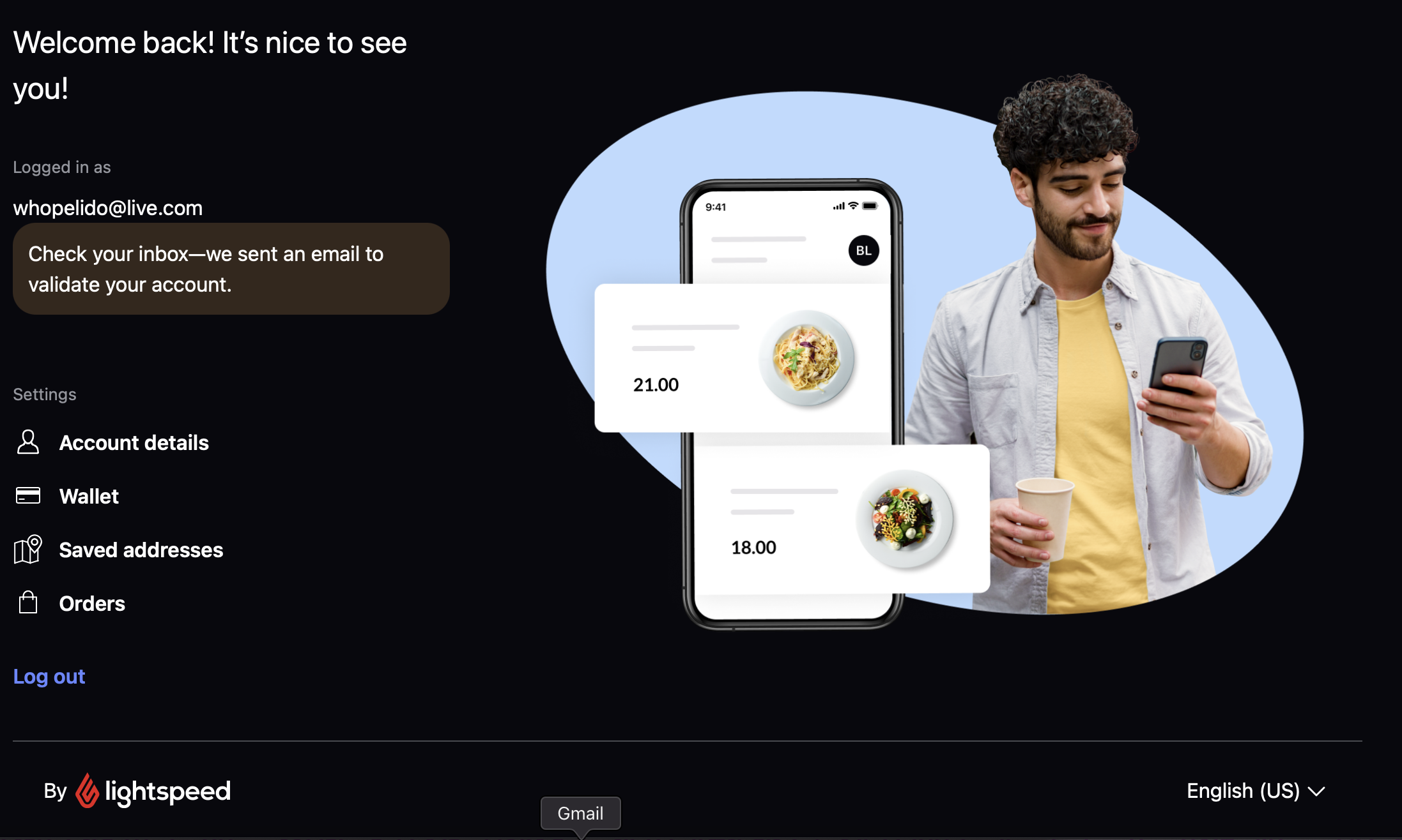 Consumer delivery ordering screen